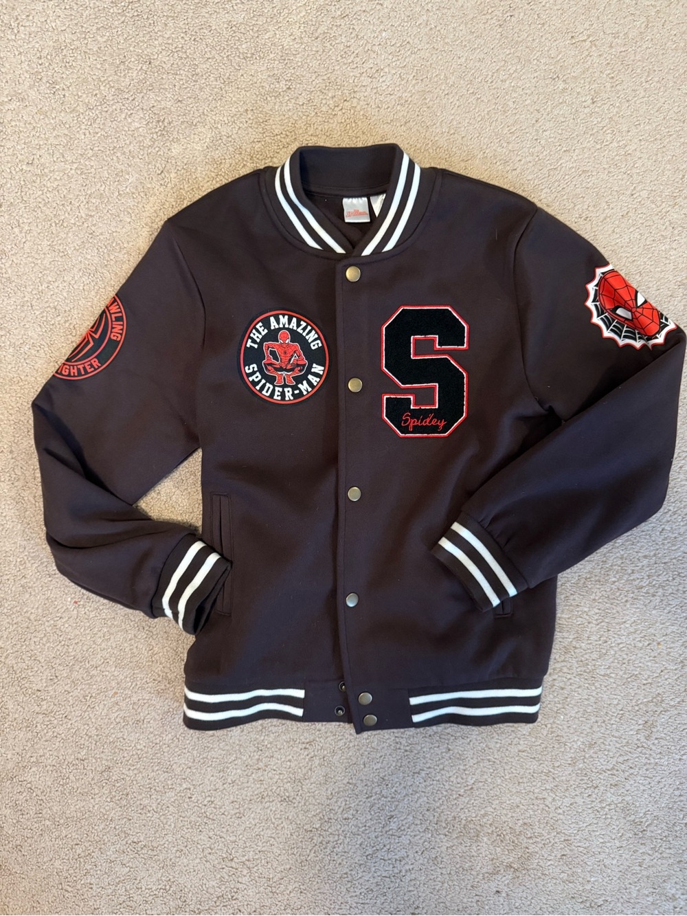 Marvel Kids' Brown Spider-Man Letterman Jacket